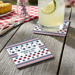 Porta-copo De Papel Quadrado 4 De Julho Vermelho Branco E Azul Patriótico