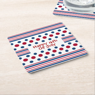 Porta-copo De Papel Quadrado 4 De Julho Vermelho Branco E Azul Patriótico