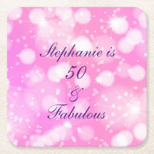 Porta-copo De Papel Quadrado 50 E Fabulosa Cerveja Rosa Rosa Púrpura