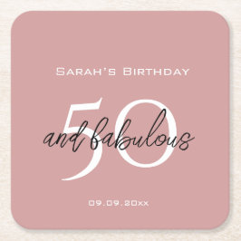 Porta-copo De Papel Quadrado 50 e Fabulosa Menina Rosa Dusty Elegante de Aniver