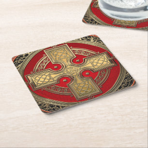 Porta-copo De Papel Quadrado [600] Antigos Nó Dourado Celta e Sagrado