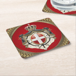Porta-copo De Papel Quadrado [600] Ordem de Malta - Casaco de armas SMOM