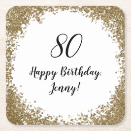 Porta-copo De Papel Quadrado 80 de Elegante Festa de aniversário de pedra Doura