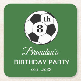 Porta-copo De Papel Quadrado 8th Birthday Party Soccer Green Boys Sports