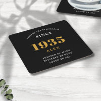 90 Aniversário Nome 1935 Chic Preto Dourado Elegan