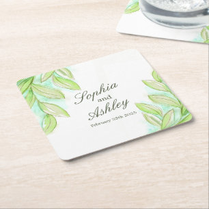 Porta-copo De Papel Quadrado A aquarela verde-caseira deixa portas copos person