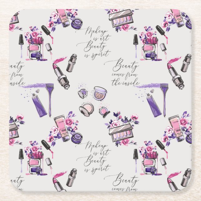 Porta-copo De Papel Quadrado A beleza vem do teste padrão interno (Frente)