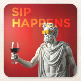 Porta-copo De Papel Quadrado A bold and modern “Sip Happens” coaster