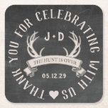Porta-copo De Papel Quadrado A Caça é Sobre o Casamento Favor da Praça Personal<br><div class="desc">"OBRIGADO POR CELEBRAR CONOSCO!" Rustic Chalkboard Antlers Favor Da Porta copos De Papel Do Partido. Adicione nomes de casais e data. Personalize-o ou clique no botão "personalizá-lo" para obter todas as opções de edição. Para perguntas e solicitações personalizadas, clique em "contato" e deixe uma mensagem. **modelos coordenados podem ser encontrados...</div>