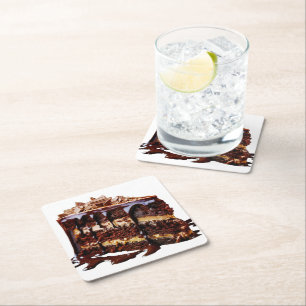 Porta-copo De Papel Quadrado A decadência do bolo de chocolate puro do Slippery