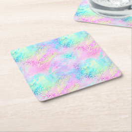 Porta-copo De Papel Quadrado A Design 10 da Série Leopardo Iridescente