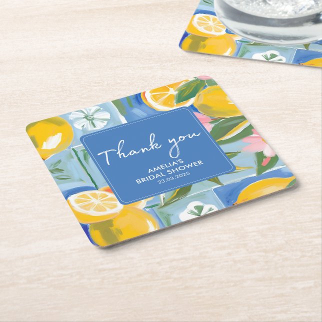 Porta-copo De Papel Quadrado A dolce vita verão mediterrâneo Chá de Panela (Inclinado)