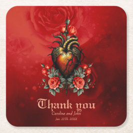 Porta-copo De Papel Quadrado A elegância gótica do coração