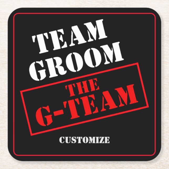 Porta-copo De Papel Quadrado A Equipe G Team Groom (Frente)