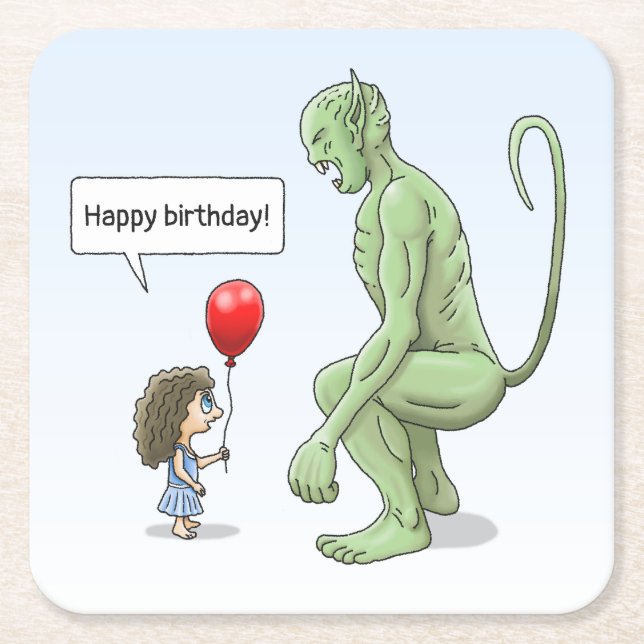 Porta-copo De Papel Quadrado A Garota e Goblin (Frente)