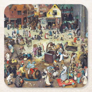Porta-copo De Papel Quadrado A luta entre o Carnaval e a Quaresma, Bruegel