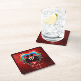 Porta-copo De Papel Quadrado A magia do momento: elegantes gay silhuetas.