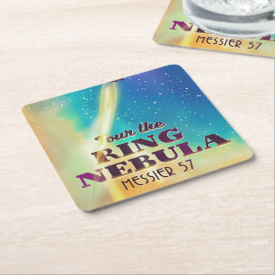 Porta-copo De Papel Quadrado A Nebulosa do Anel (Messier 57) Poster de viagem e