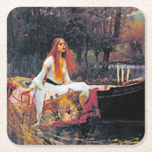 Porta-copo De Papel Quadrado A Senhora de Shalott, John William Waterhouse