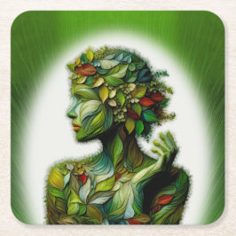 Porta-copo De Papel Quadrado A Senhora Verde