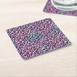 Porta-copo De Papel Quadrado A Série Leopardo Iridescente Design 4