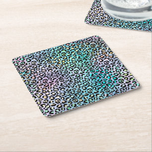 Porta-copo De Papel Quadrado A Série Leopardo Iridescente Design 8