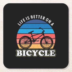 Porta-copo De Papel Quadrado A Vida É Melhor Num Bicicleto