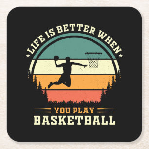 Porta-copo De Papel Quadrado a vida é melhor quando você joga basquete