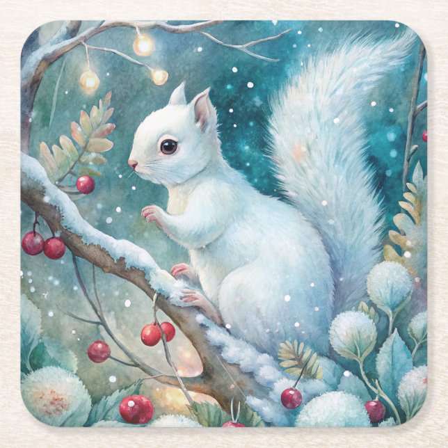 Porta-copo De Papel Quadrado A White Squirrel (Frente)