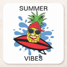 Porta-copo De Papel Quadrado Abacaxi de Surfe de Aniversário Engraçado