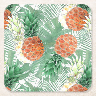 Porta-copo De Papel Quadrado Abacaxi, doce casal, fruta