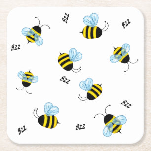 Porta-copo De Papel Quadrado Abelhas Buzzing Cute Honeybee