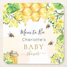 Porta-copo De Papel Quadrado Abelhas-do-mato, mel, Chá de fraldas amarelo