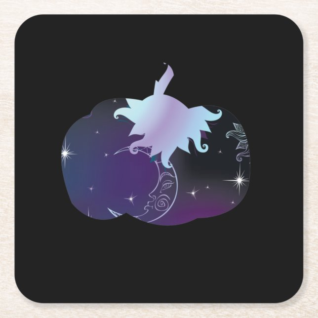 Porta-copo De Papel Quadrado Abóbora Azul Escuro (Frente)