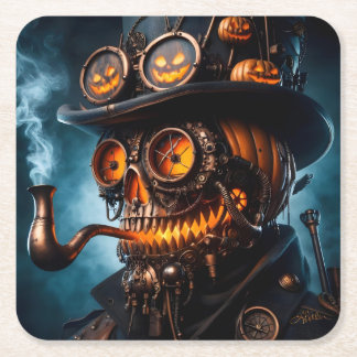 Porta-copo De Papel Quadrado Abóbora de Halloween Steampunk Gótico