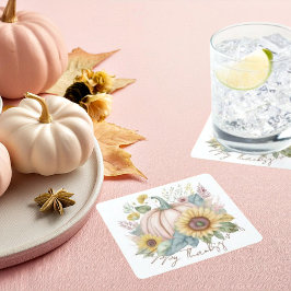 Porta-copo De Papel Quadrado Abóbora pastel e personalizado floral boho