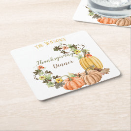 Porta-copo De Papel Quadrado Abóboras de Ação de Graças Butternut Sage Vinhas
