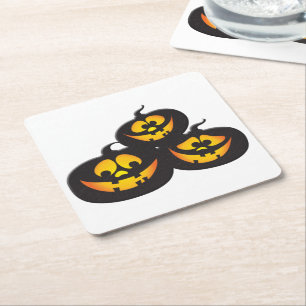 Porta-copo De Papel Quadrado Abóboras de Halloween com Expressões Engraçadas