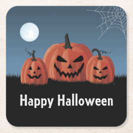 Porta-copo De Papel Quadrado Abóboras Halloween