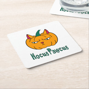 Porta-copo De Papel Quadrado Abracadabra Halloween abóbora gato gengibre mágica