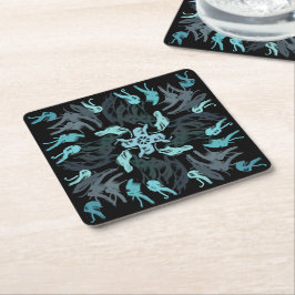 Porta-copo De Papel Quadrado Abstract Aquatic Shaded Repeating Pattern Swirls