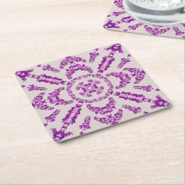 Porta-copo De Papel Quadrado Abstract Purple Orchid Flower Design Pattern Art