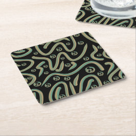 Porta-copo De Papel Quadrado Abstract Shimmer Tubing With Green And Gold Colors