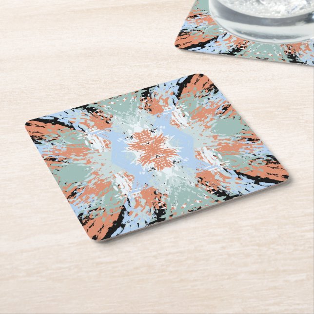 Porta-copo De Papel Quadrado Abstract Split Ends Pattern And Soft Pastels (Inclinado)