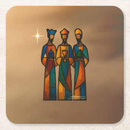 Porta-copo De Papel Quadrado Abstract Three Wise Men