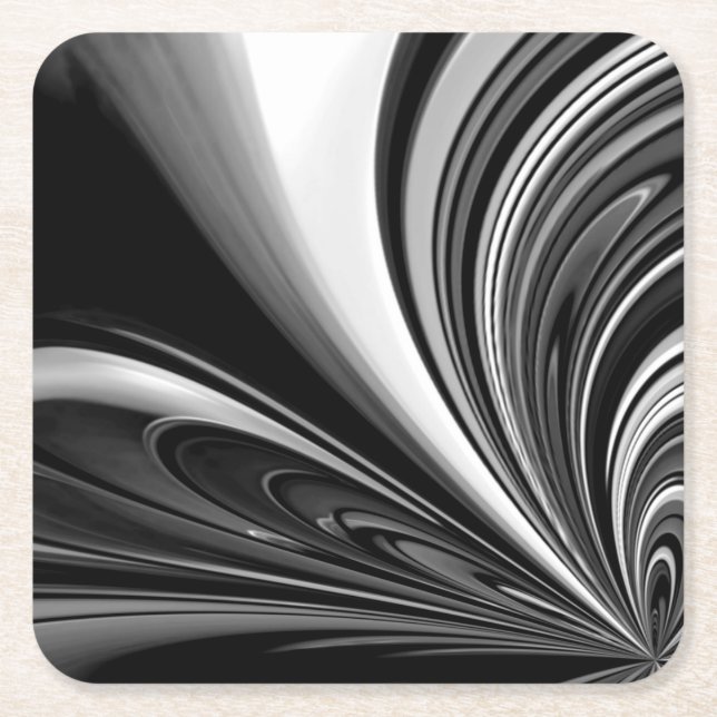 Porta-copo De Papel Quadrado Abstrato Arco preto e branco (Frente)