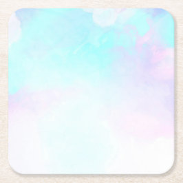 Porta-copo De Papel Quadrado Abstrato moderno Pastel Blue & Purple Watercolor