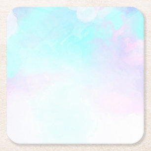 Porta-copo De Papel Quadrado Abstrato moderno Pastel Blue & Purple Watercolor