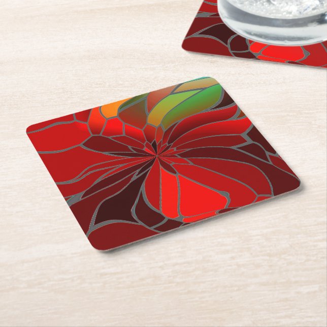 Porta-copo De Papel Quadrado Abstrato Poinsettia (Inclinado)