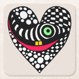 Porta-copo De Papel Quadrado Abstrato preto e branco